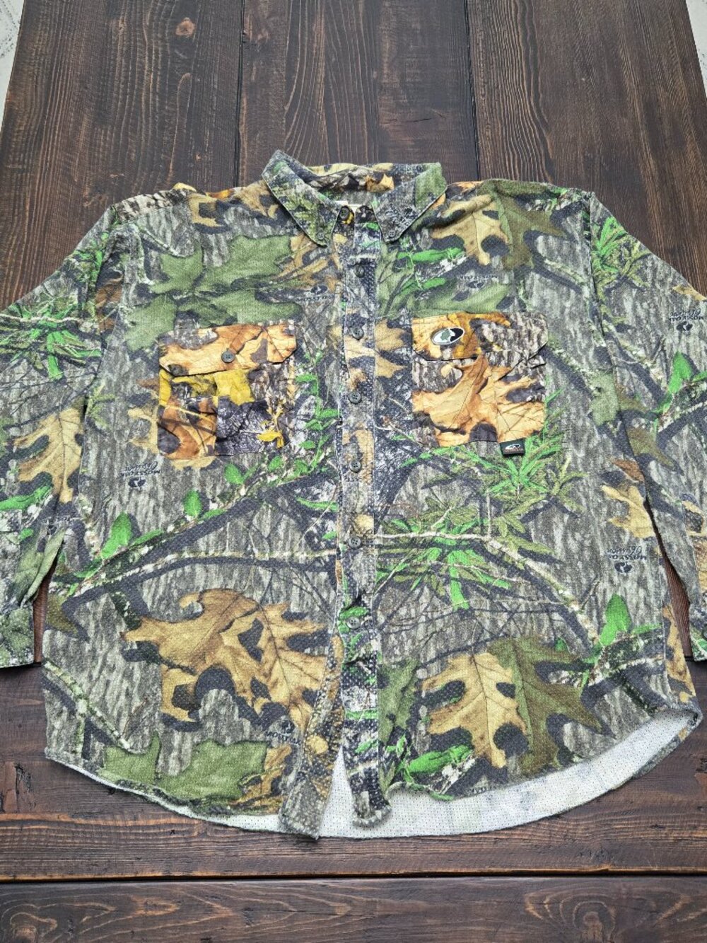 Mossy Oak Explorer Mesh LS Shirt Mens 2XL Camo Hunting Button Up Obsession Vent